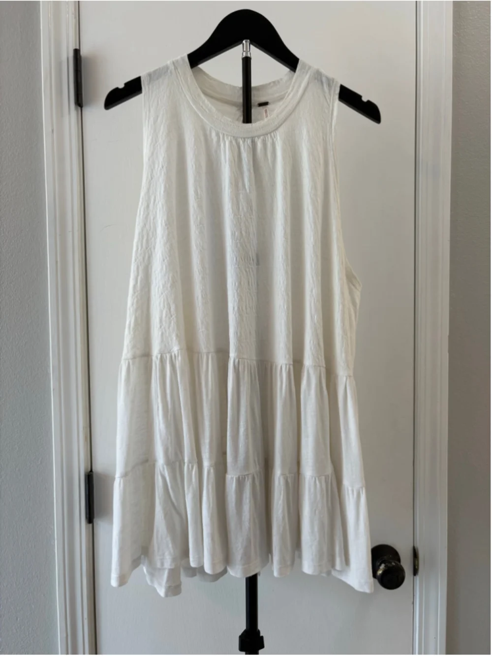 Free People Right On Time Tiered Tunic Cami Top White Cream Open Back Size M
